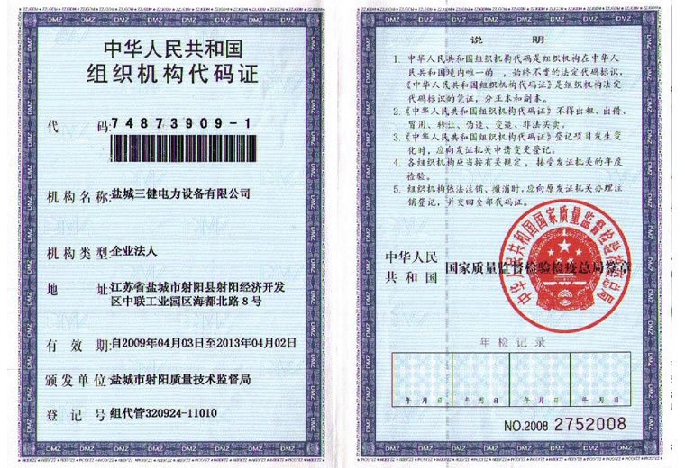 組織機(jī)構代碼證